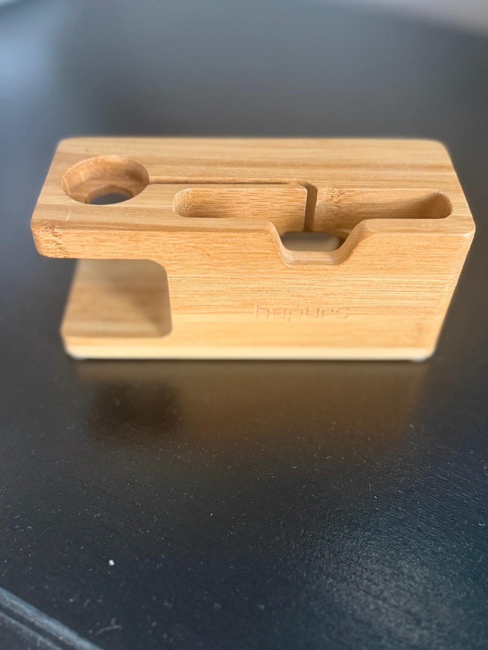 Bamboo Charging Dock Organizer Stand - Natural Wood